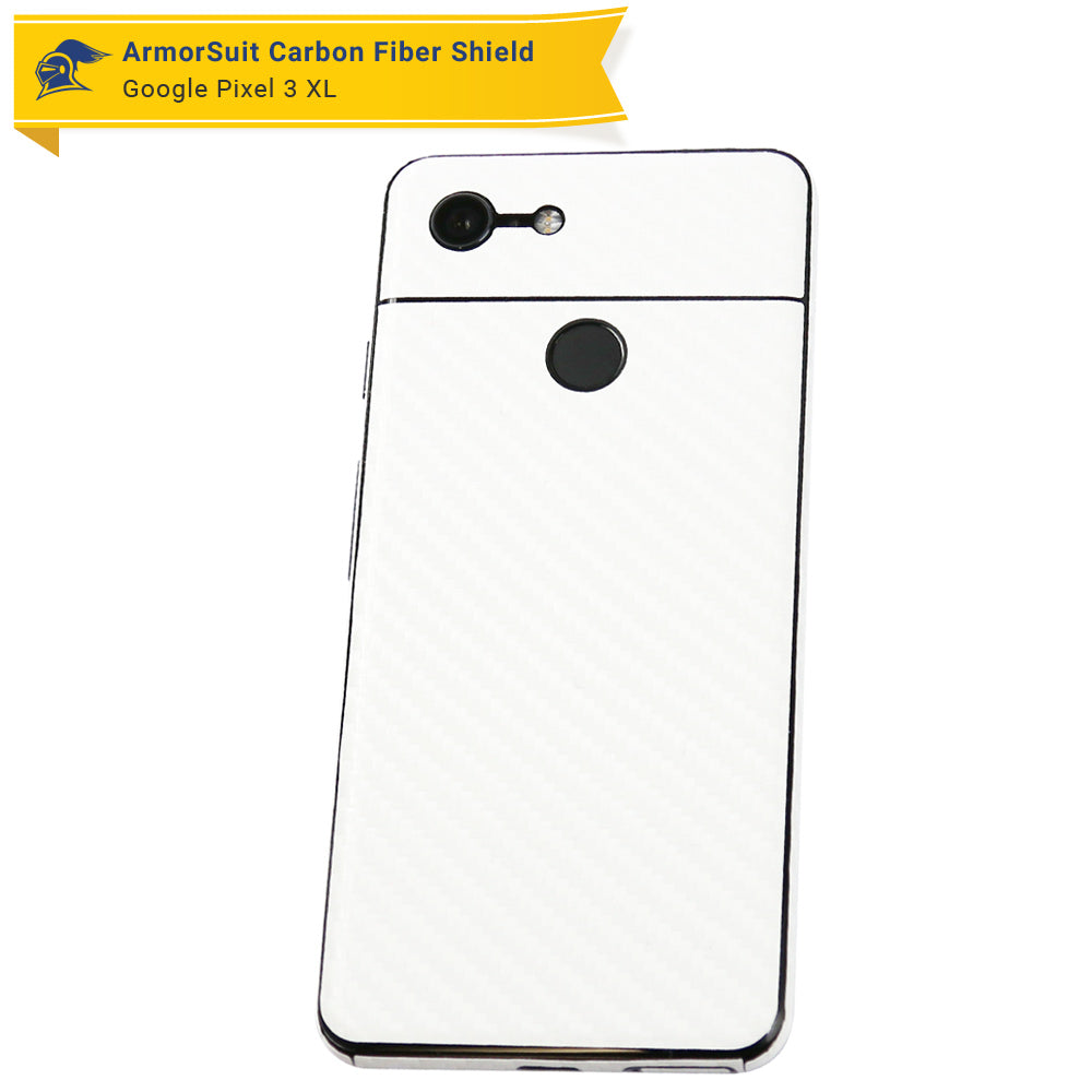 Google Pixel 3 XL Screen Protector + White Carbon Fiber Skin