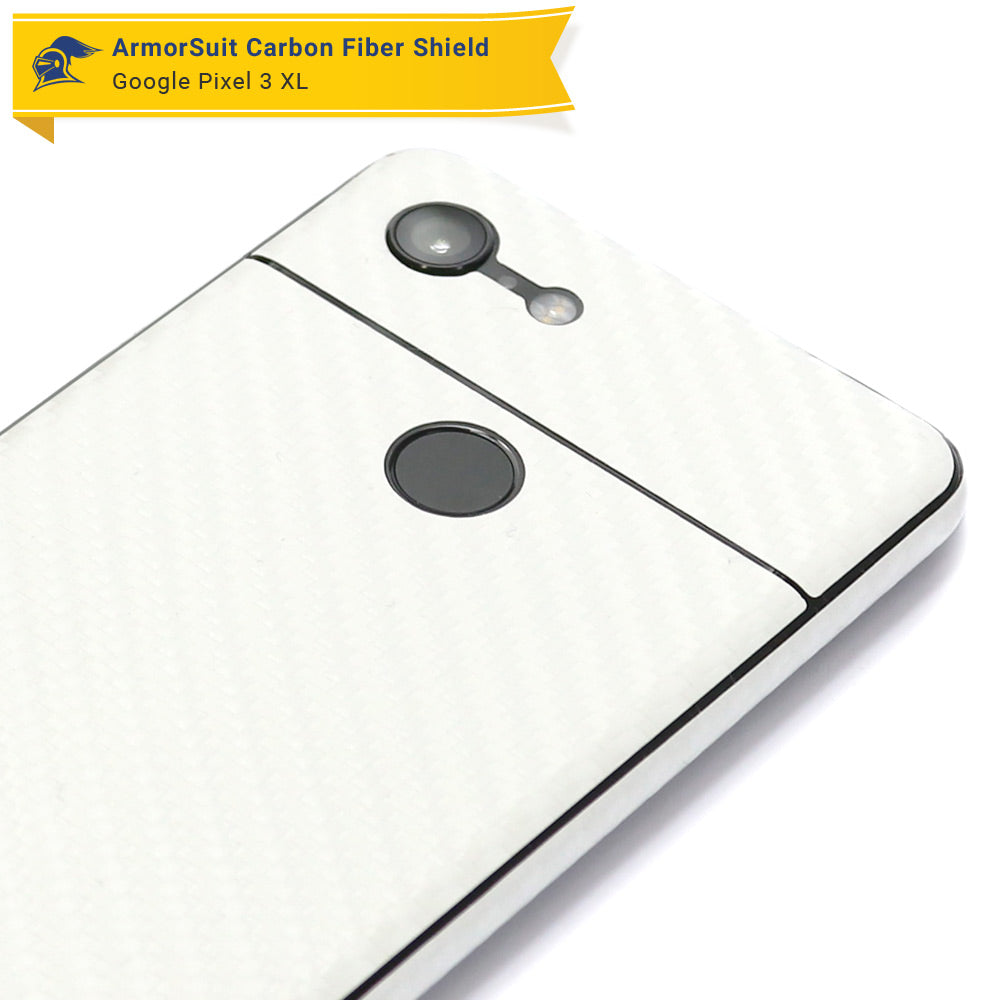 Google Pixel 3 XL Screen Protector + White Carbon Fiber Skin