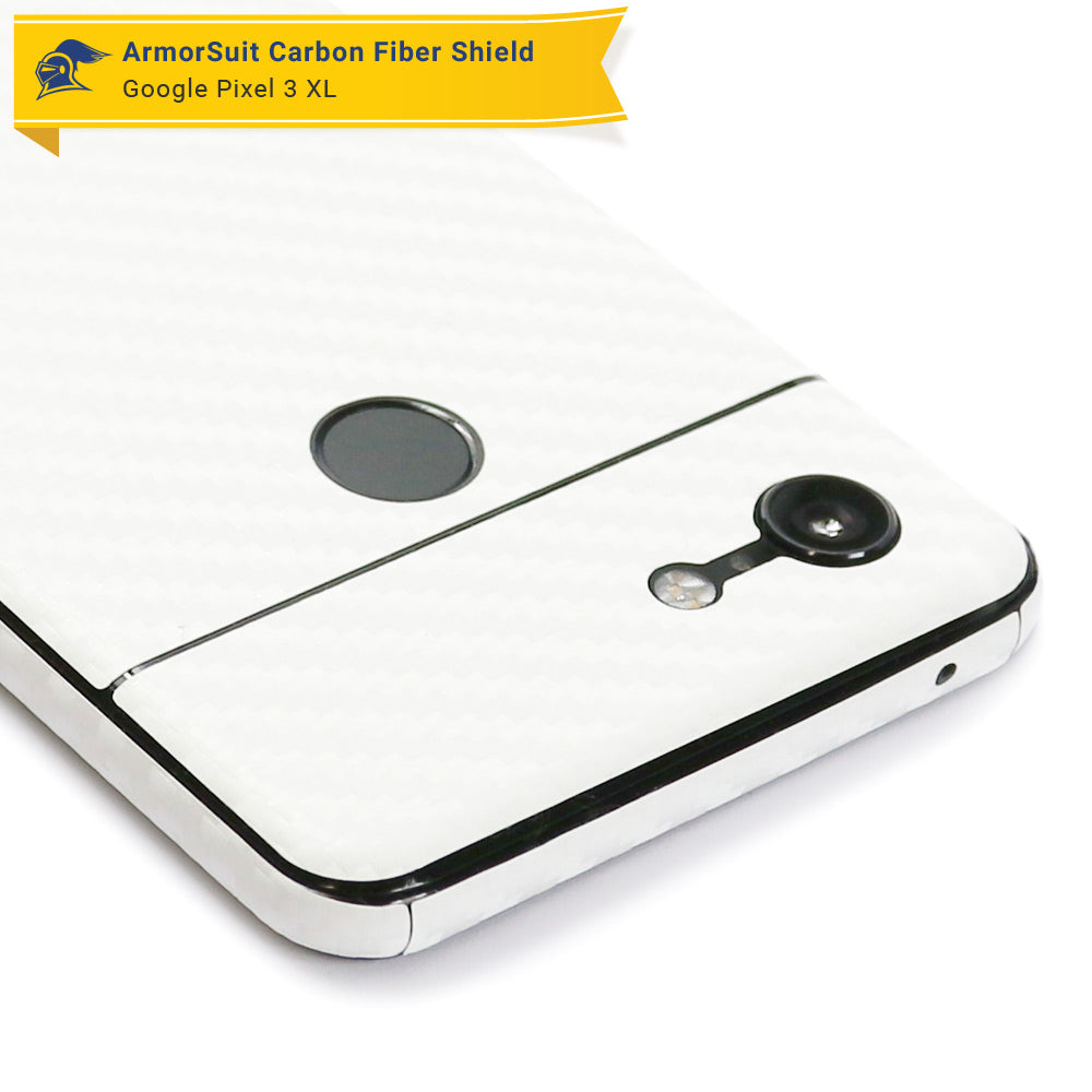Google Pixel 3 XL Screen Protector + White Carbon Fiber Skin