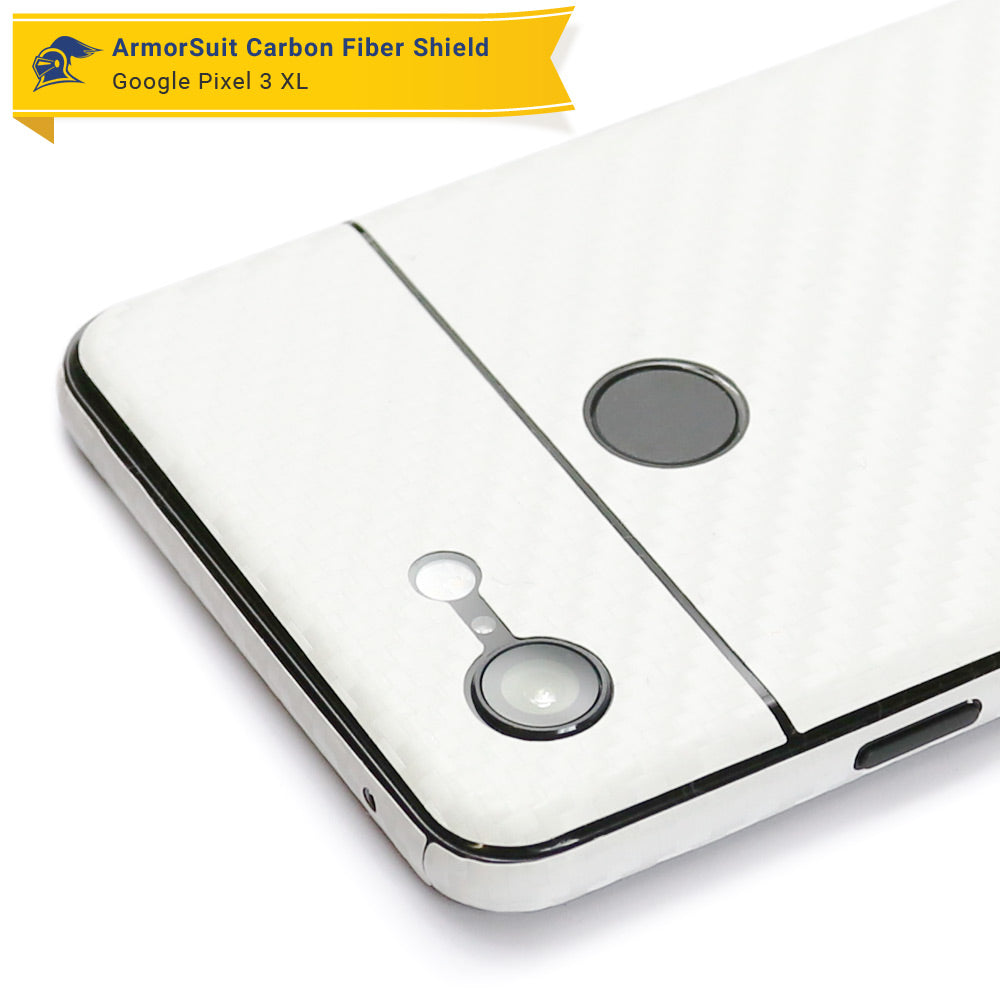 Google Pixel 3 XL Screen Protector + White Carbon Fiber Skin