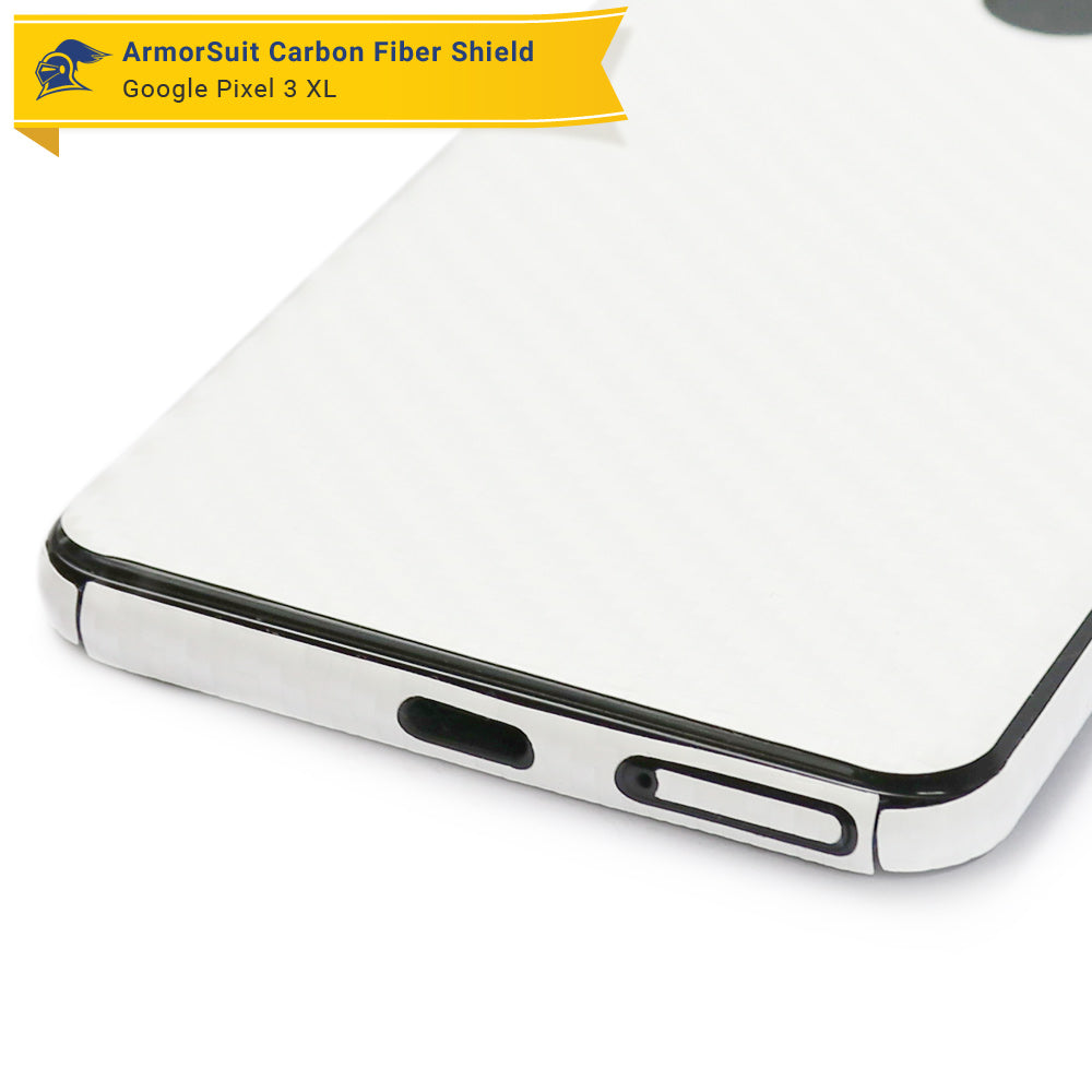 Google Pixel 3 XL Screen Protector + White Carbon Fiber Skin