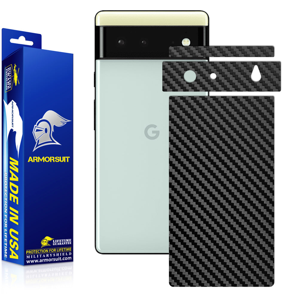 Google Pixel 6 Black Carbon Fiber Skin ONLY (No Screen Protector)