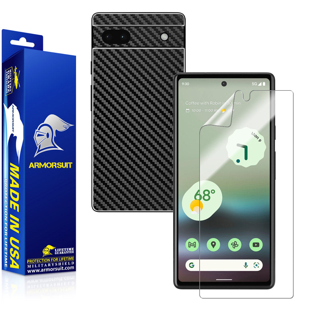 Google Pixel 6a Screen Protector + Carbon Fiber Skin