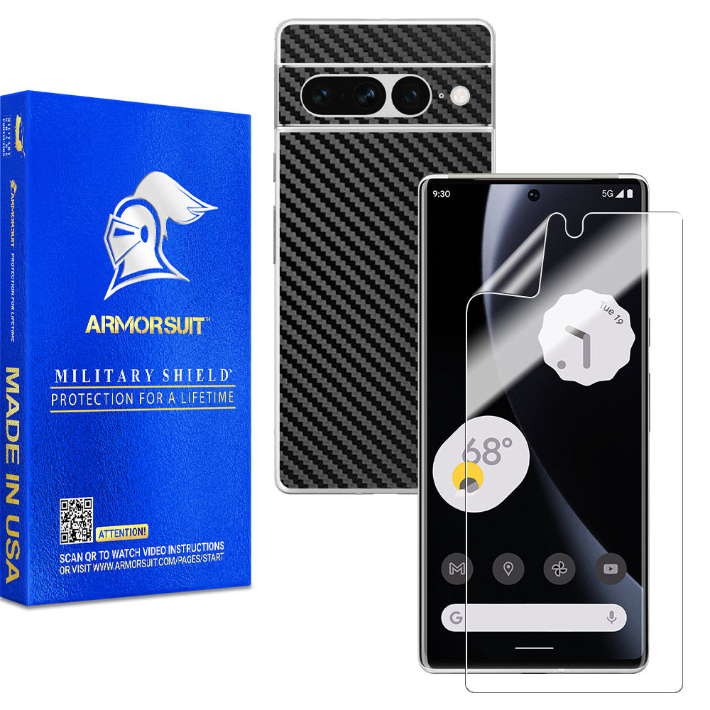 [2 + 1Pack] Google Pixel 7 Pro Screen Protector + Carbon Fiber Skin