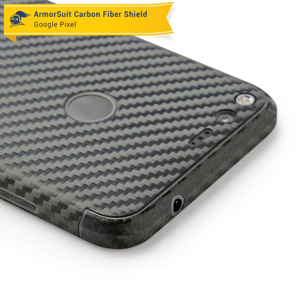 Google Pixel Screen Protector + Black Carbon Fiber Skin