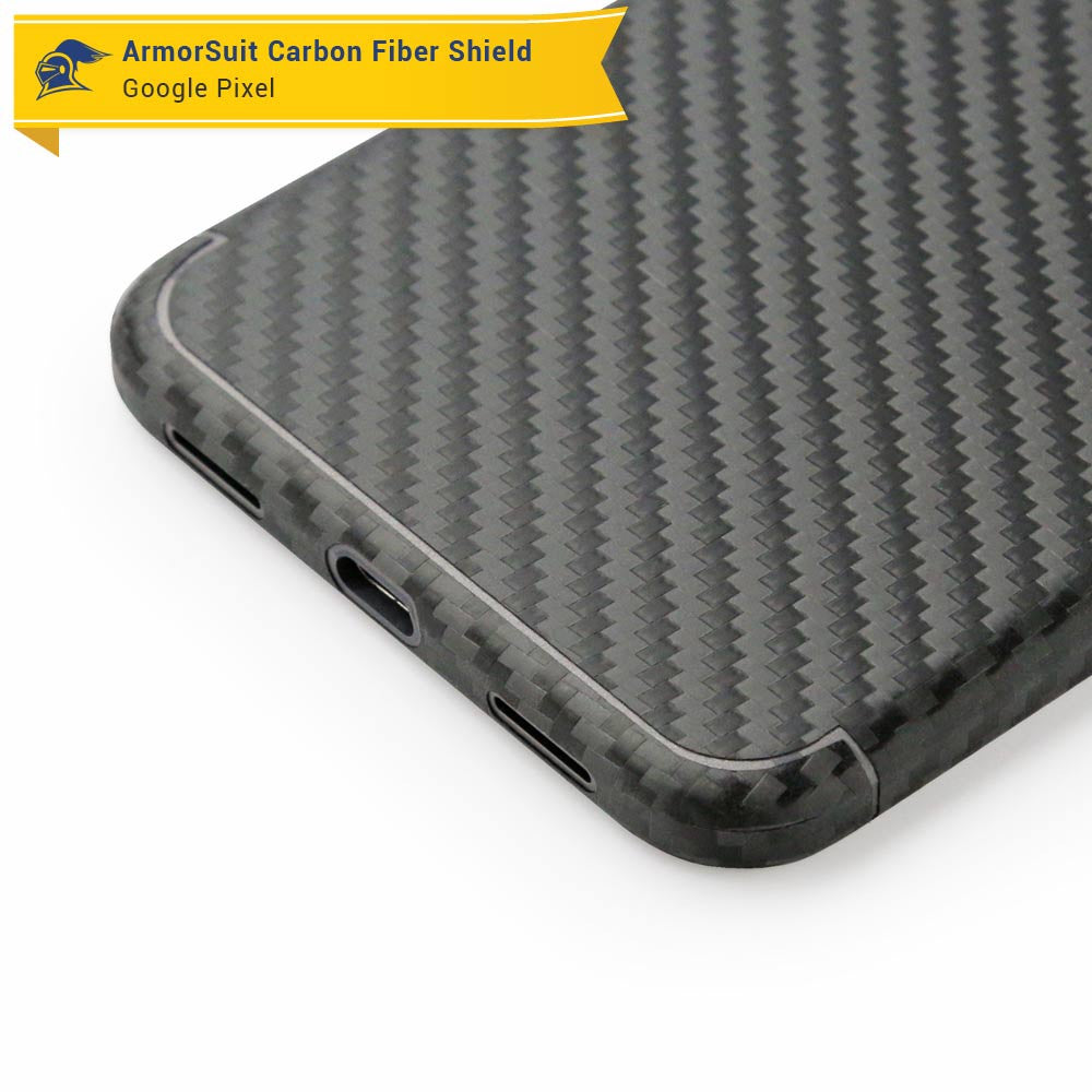 Google Pixel Screen Protector + Black Carbon Fiber Skin