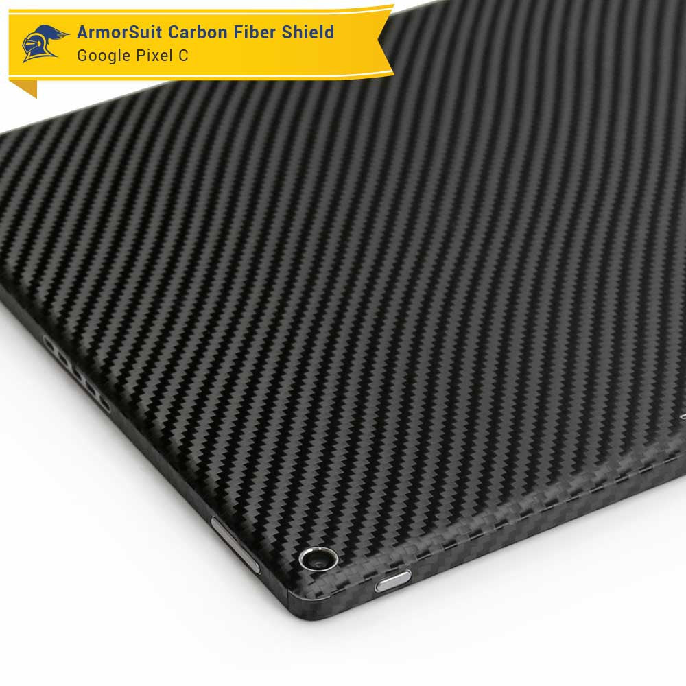 Google Pixel C Screen Protector + Black Carbon Fiber Skin