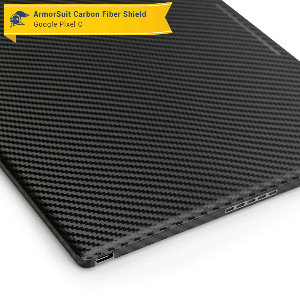 Google Pixel C Screen Protector + Black Carbon Fiber Skin