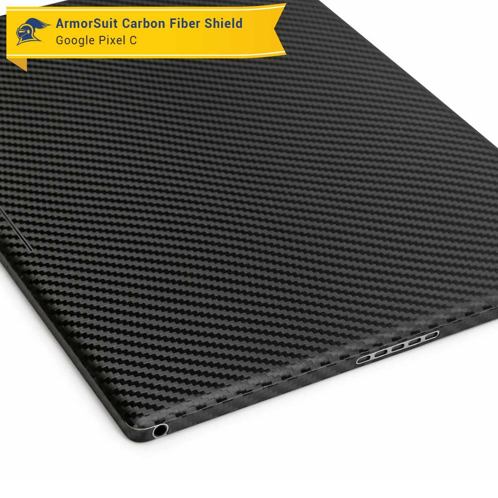 Google Pixel C Screen Protector + Black Carbon Fiber Skin