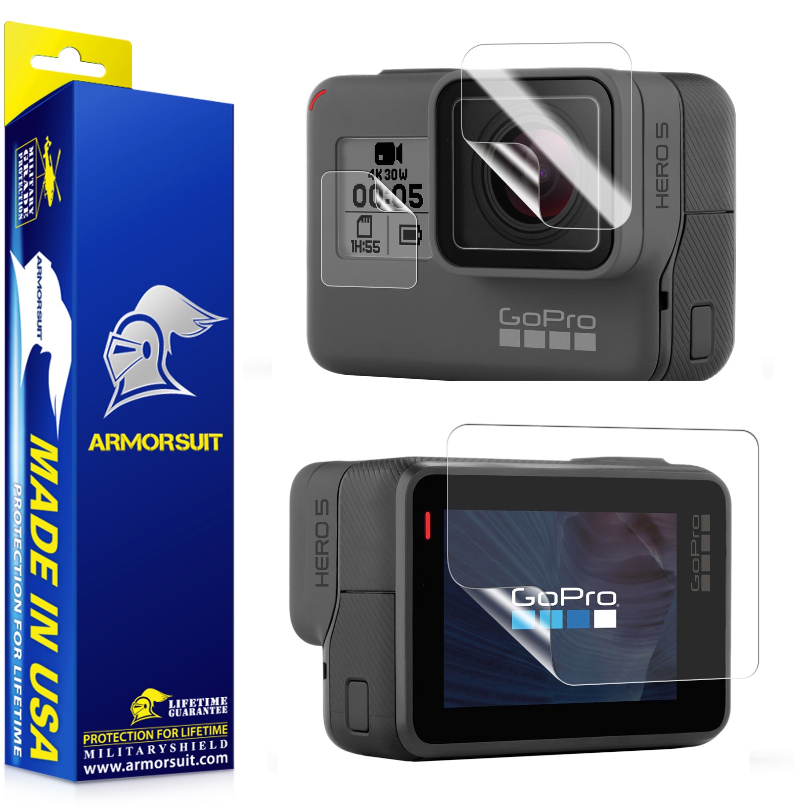 ArmorSuit [6 Pack] Anti-Glare Screen Protector For GoPro Hero 5 [4 Front + 2 Back] (Max Coverage) Anti-Bubble Matte Film