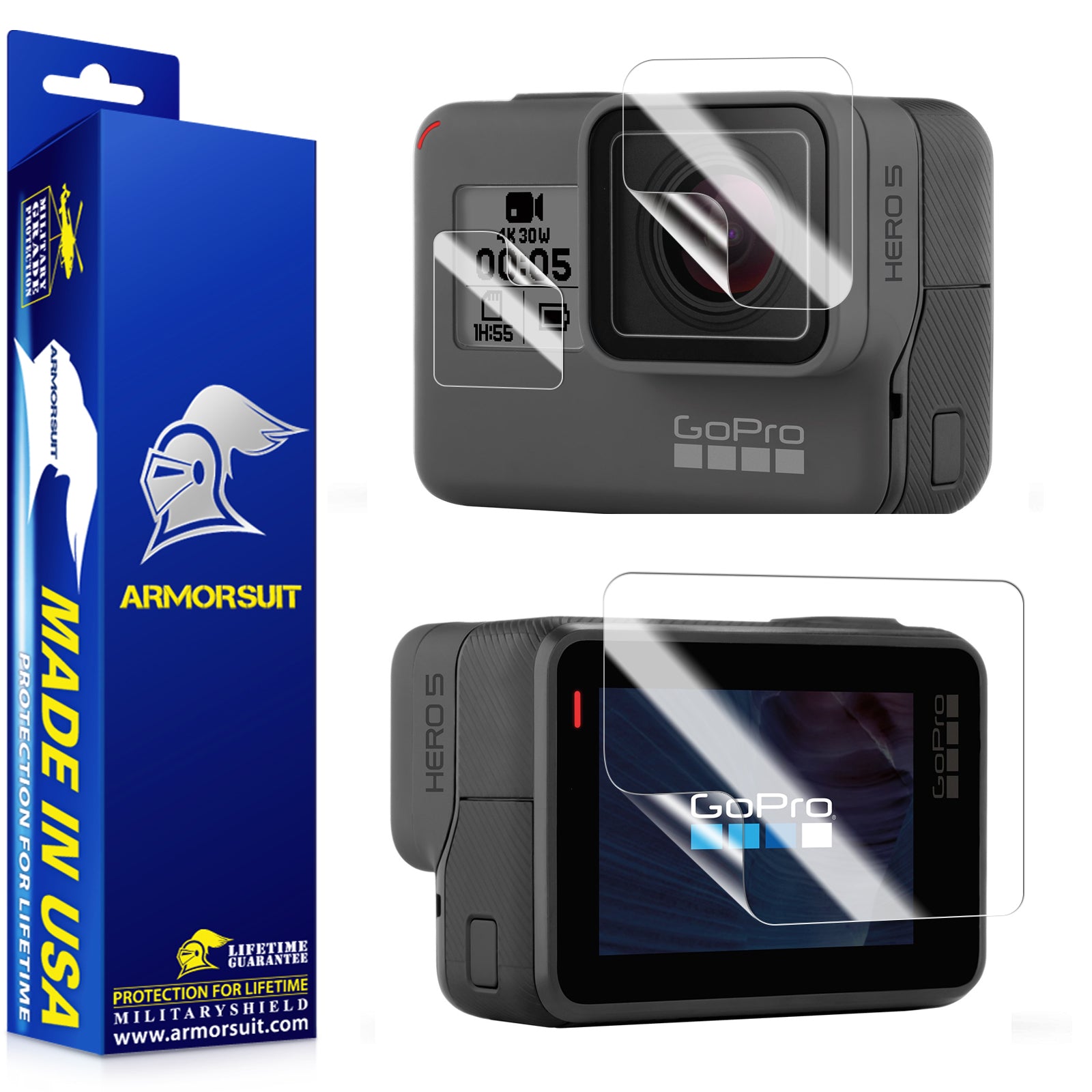 Armorsuit [6 Pack] Screen Protector For GoPro Hero 5 [4 Front + 2 Back] (Max Coverage) Anti-Bubble HD Clear Film