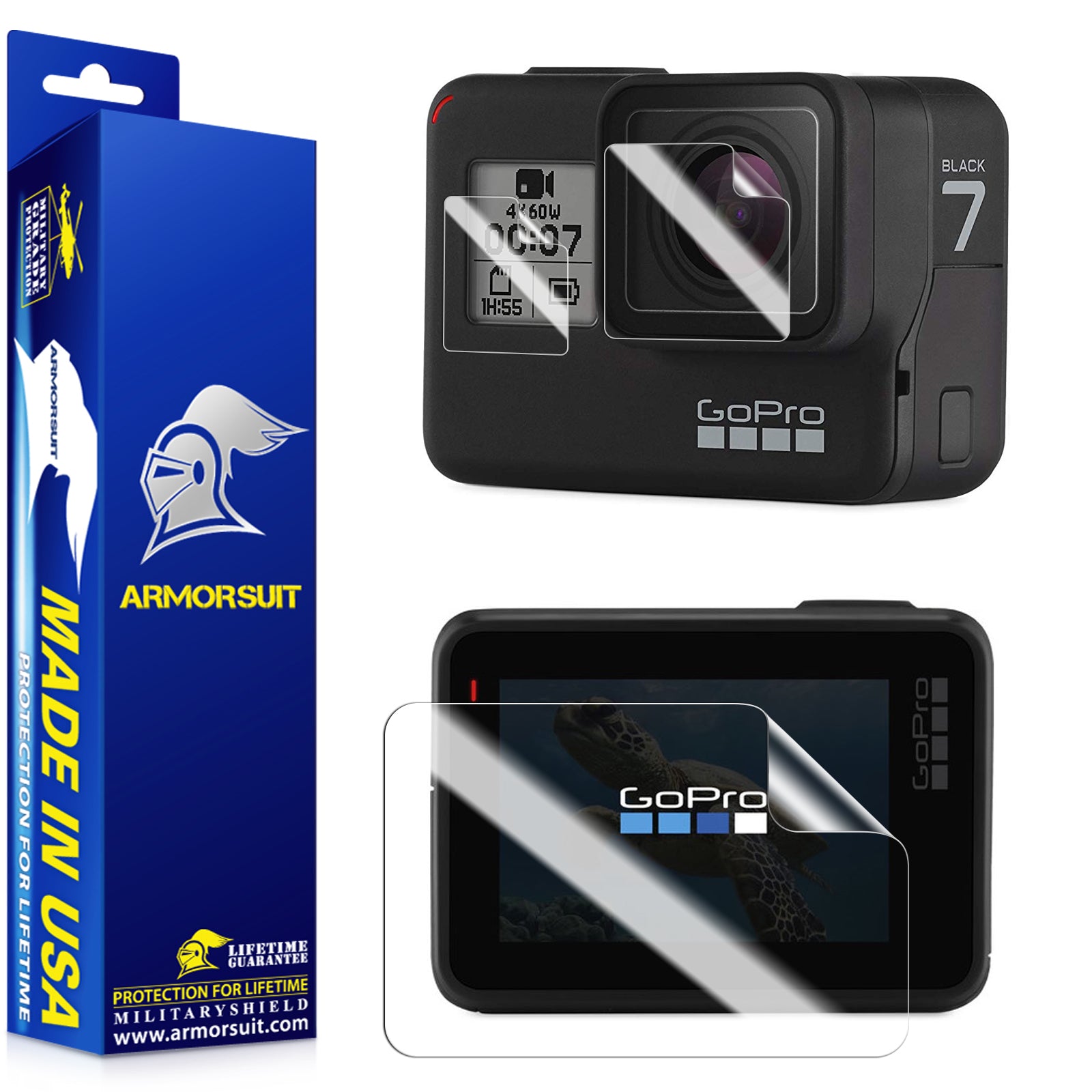 Armorsuit [6 Pack] Screen Protector For GoPro Hero 7 [4 Front + 2 Back] (Max Coverage) Anti-Bubble HD Clear Film
