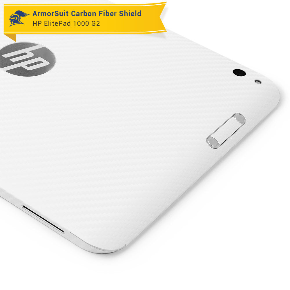 HP ElitePad 1000 G2 Screen Protector + White Carbon Fiber Skin