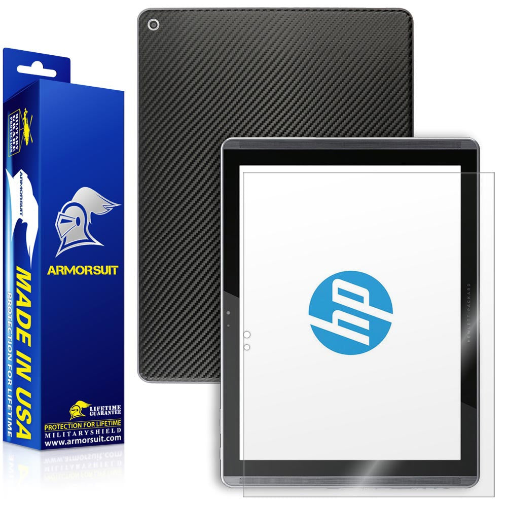 HP Pro Slate 12 Screen Protector + Black Carbon Fiber Skin