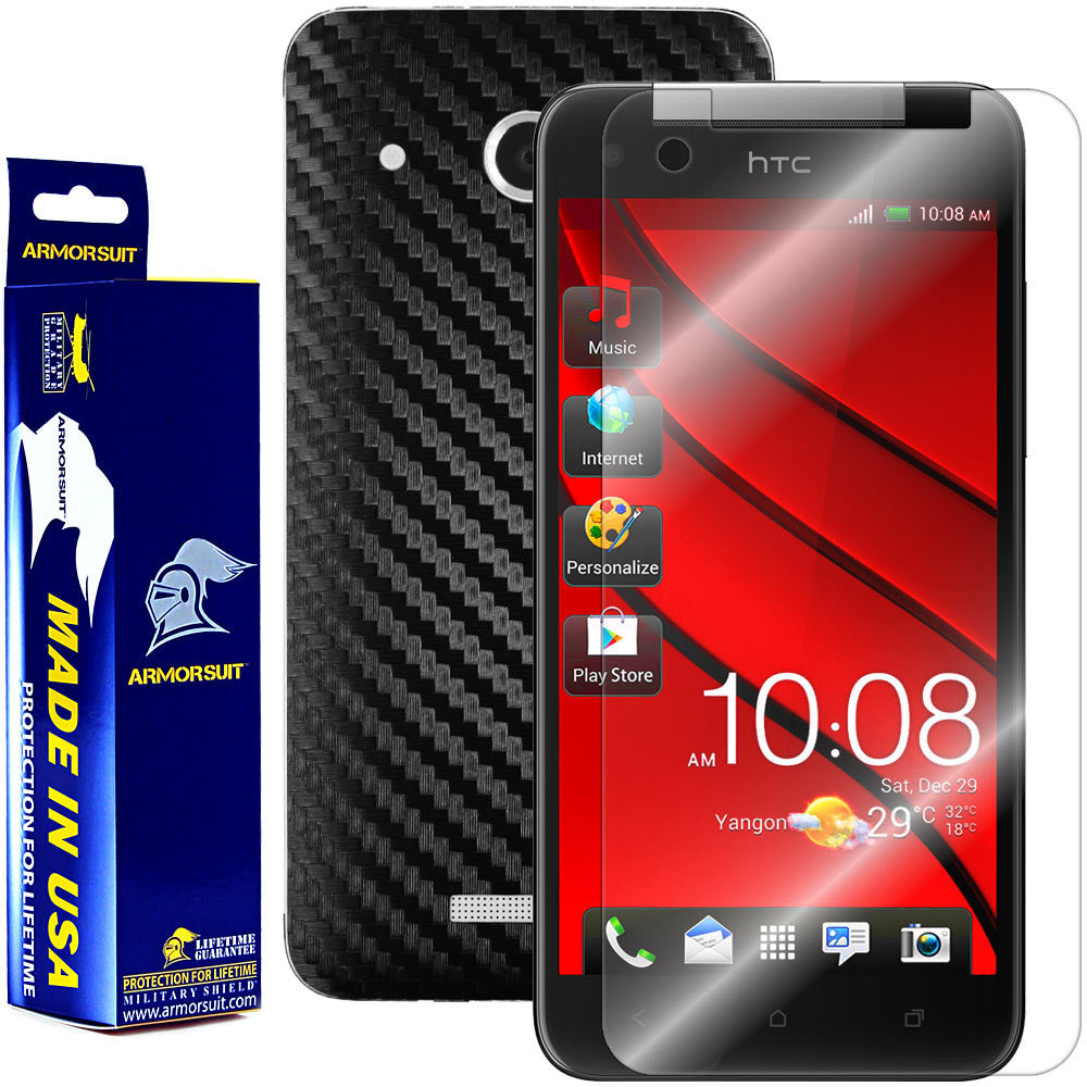 HTC Butterfly Screen Protector + Black Carbon Fiber Film Protector