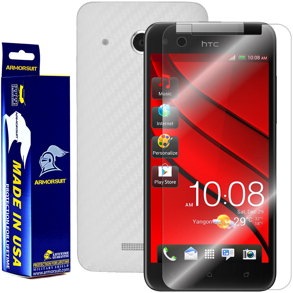 HTC Butterfly Screen Protector + White Carbon Fiber Film Protector