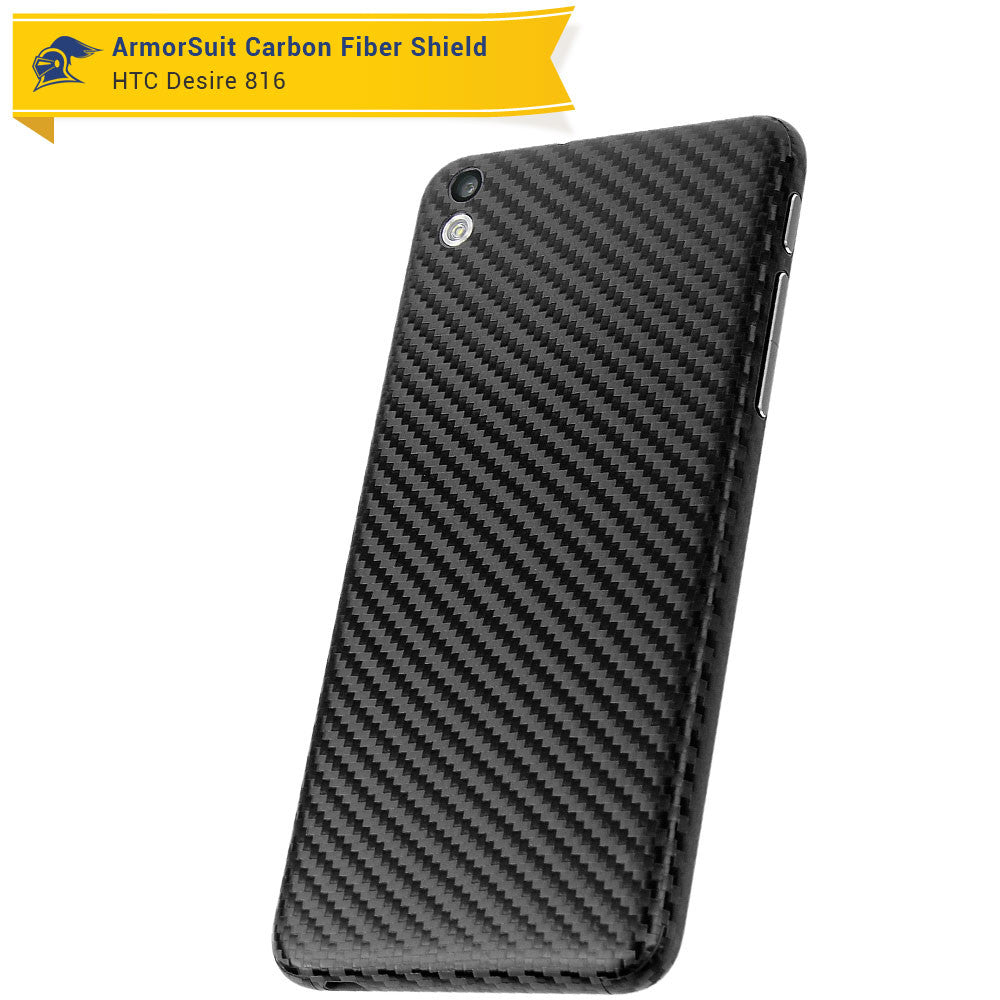 HTC Desire 816 Screen Protector + Black Carbon Fiber Skin