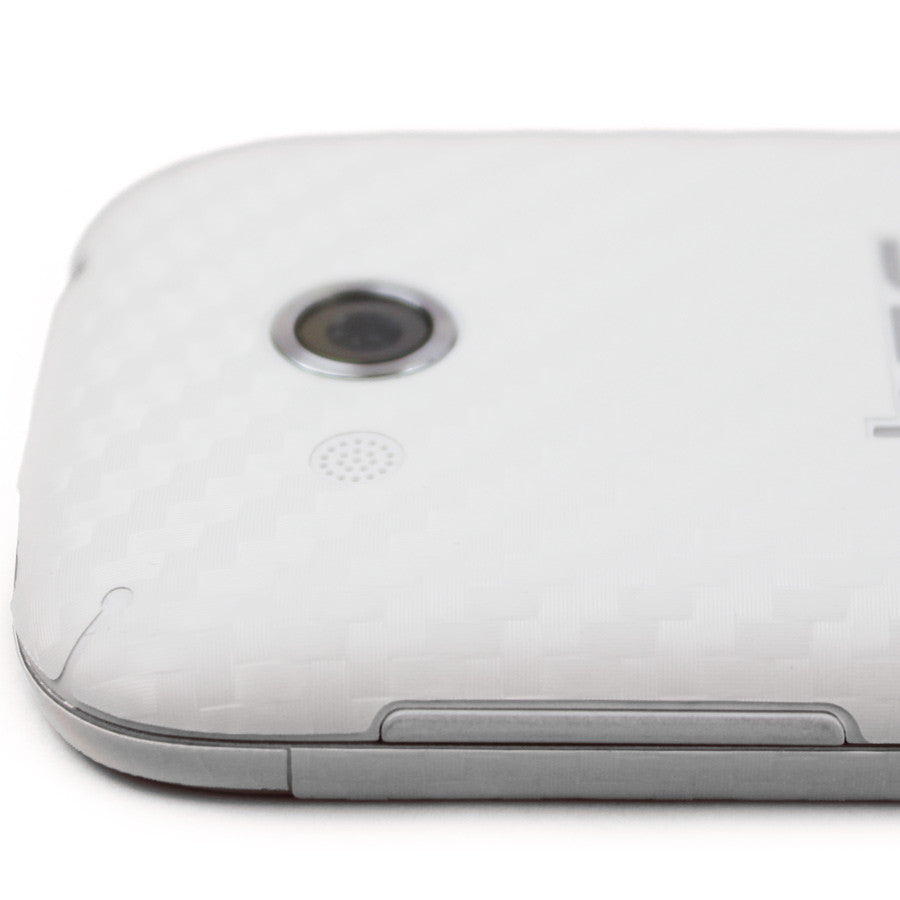 HTC Desire C Screen Protector + White Carbon Fiber Skin Protector