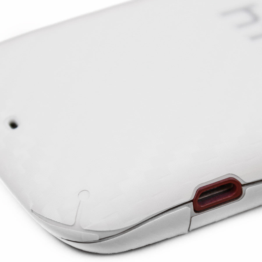 HTC Desire C Screen Protector + White Carbon Fiber Skin Protector
