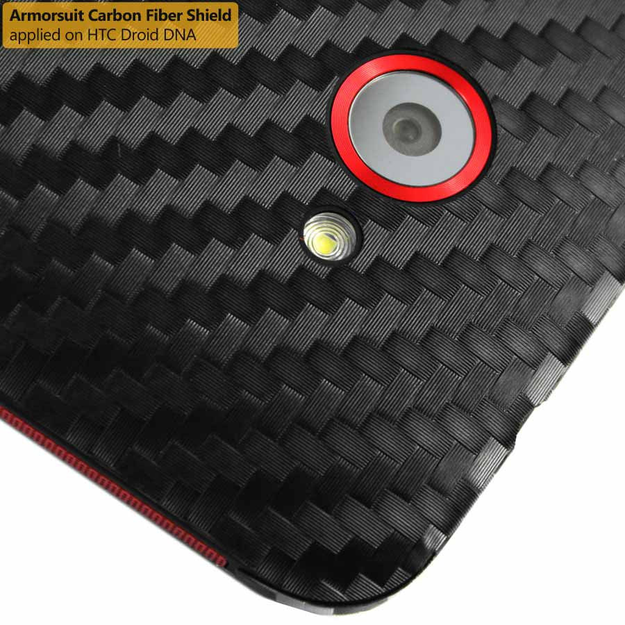 HTC Droid DNA Screen Protector + Black Carbon Fiber Film Protector