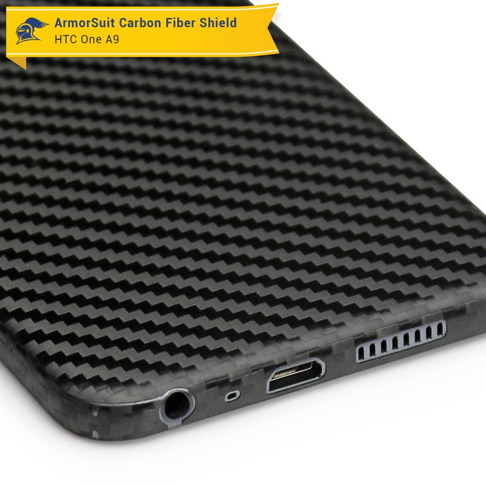 HTC One A9 Screen Protector + Black Carbon Fiber Film Protector