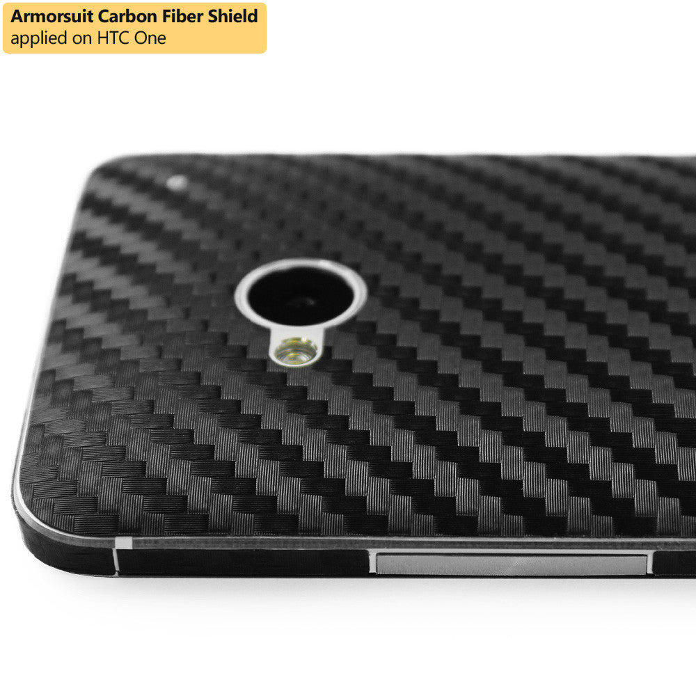 HTC One M7 Screen Protector + Black Carbon Fiber Film Protector