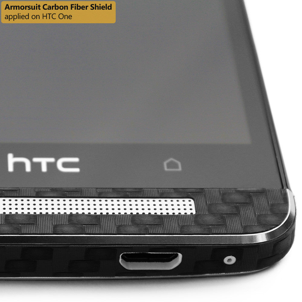 HTC One M7 Screen Protector + Black Carbon Fiber Film Protector