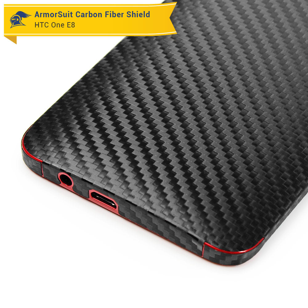 HTC One E8 Screen Protector + Black Carbon Fiber Film Protector
