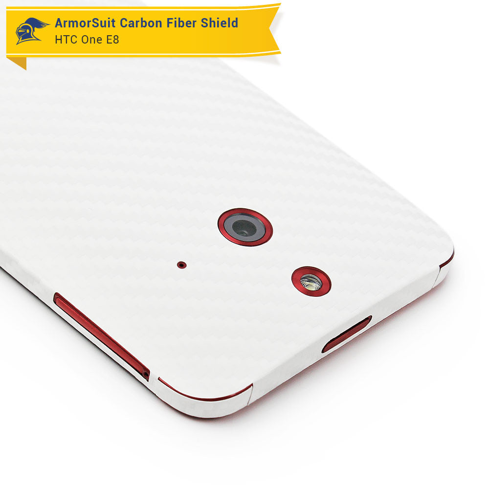 HTC One E8 Screen Protector + White Carbon Fiber Film Protector
