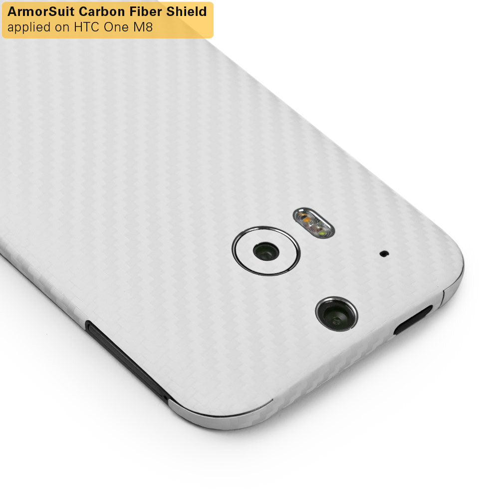 HTC One M8 Screen Protector + White Carbon Fiber Film Protector