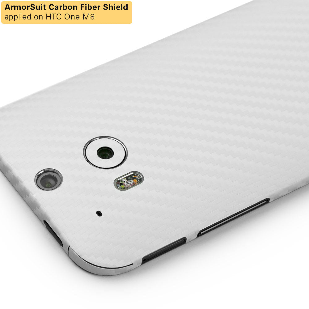 HTC One M8 Screen Protector + White Carbon Fiber Film Protector