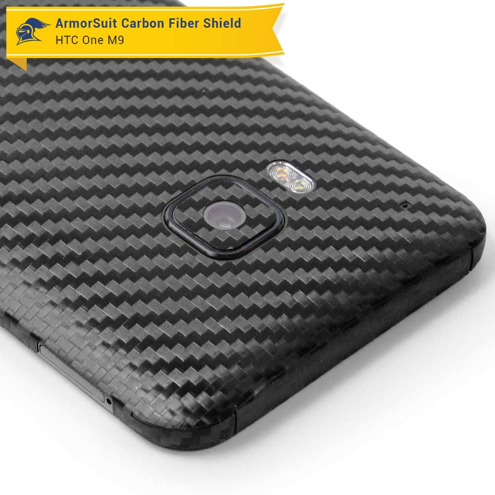 HTC One M9 Screen Protector + Black Carbon Fiber Film Protector