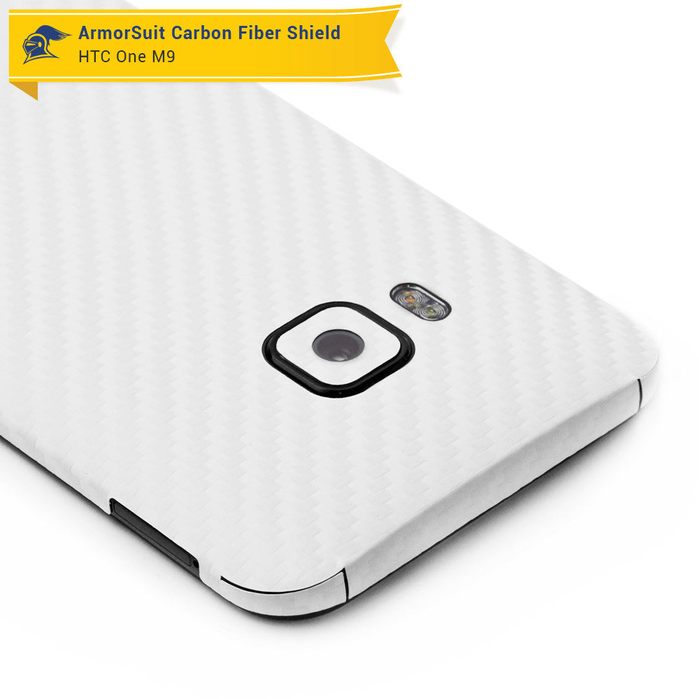 HTC One M9 Screen Protector + White Carbon Fiber Film Protector