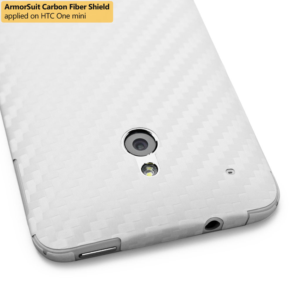 HTC One Mini Screen Protector + White Carbon Fiber Film Protector