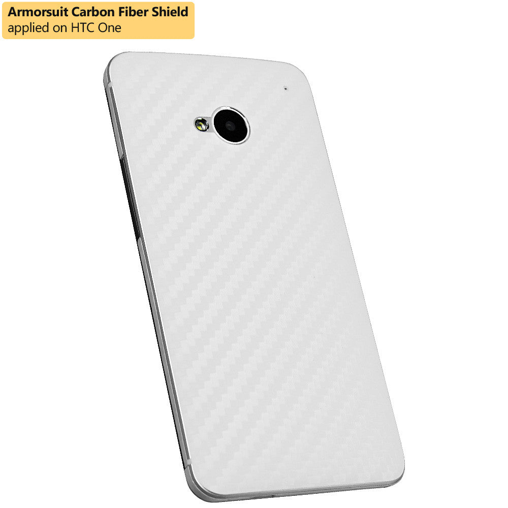 HTC One M7 Screen Protector + White Carbon Fiber Film Protector
