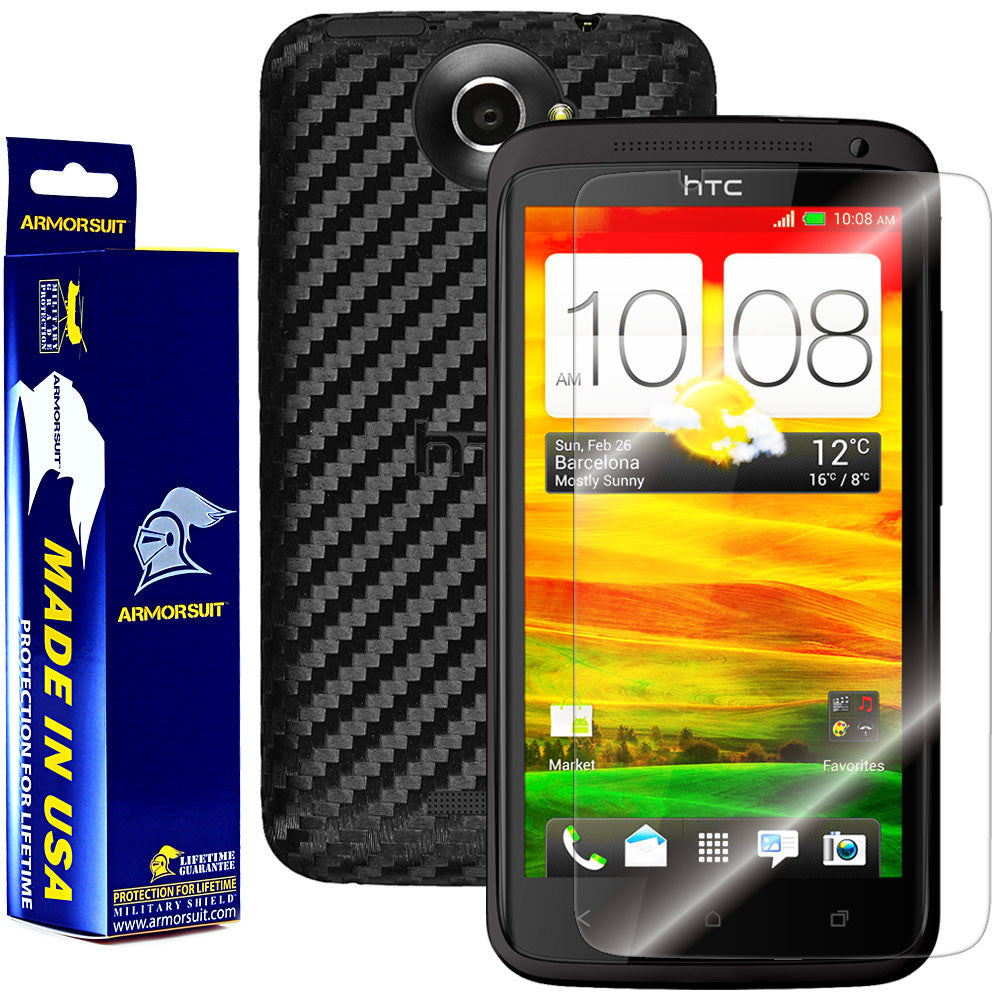 HTC One X Screen Protector + Black Carbon Fiber Film Protector