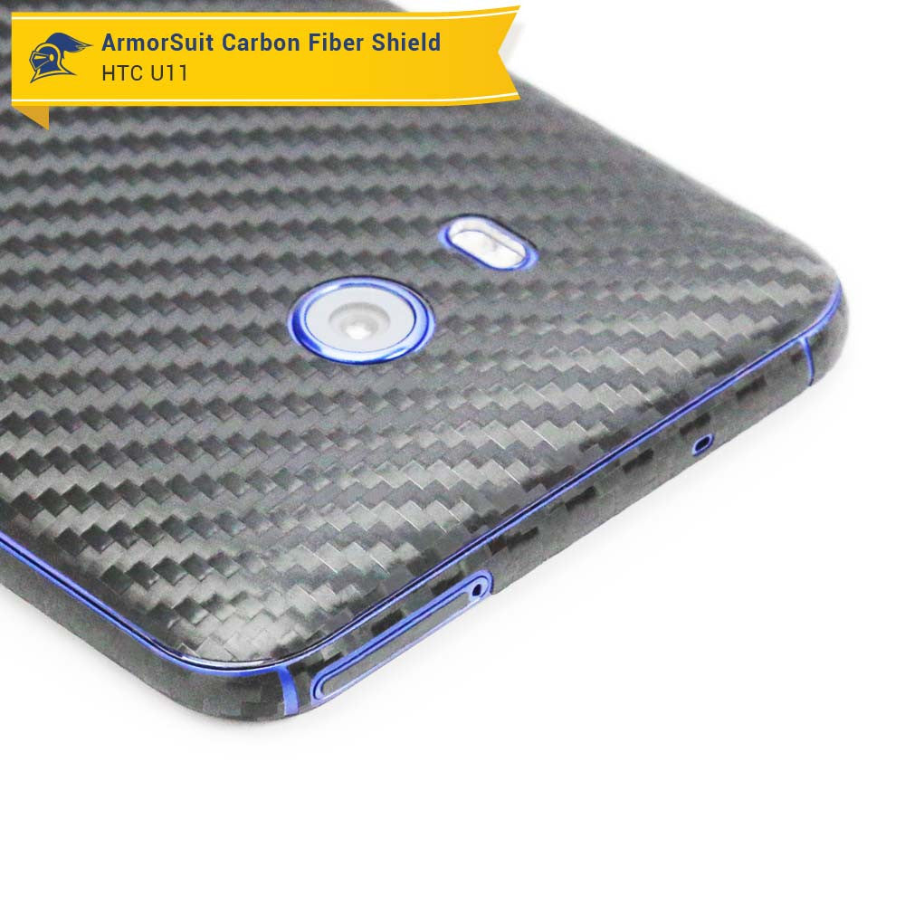 HTC U11 Screen Protector + Black Carbon Fiber Film Protector
