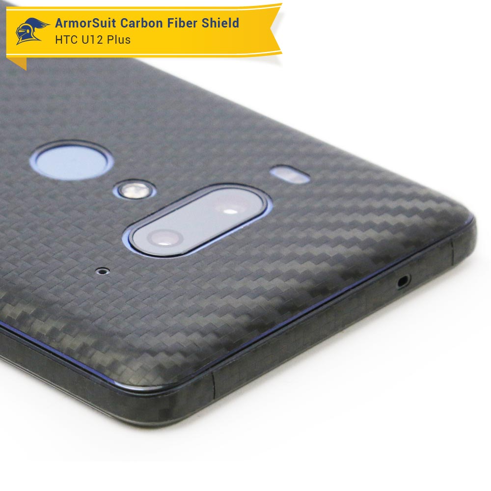 HTC U12 Plus Screen Protector + Black Carbon Fiber Film Protector