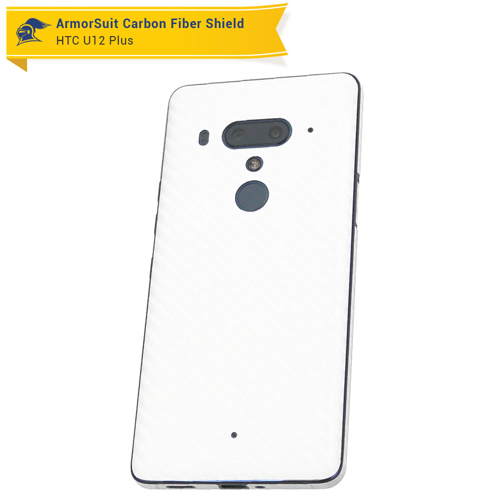 HTC U12 Plus Screen Protector + White Carbon Fiber Film Protector