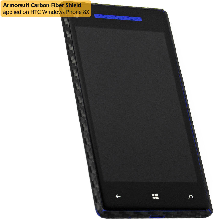 HTC Windows Phone 8X Screen Protector + Black Carbon Fiber Film Protector
