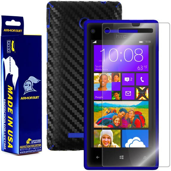 HTC Windows Phone 8X Screen Protector + Black Carbon Fiber Film Protector