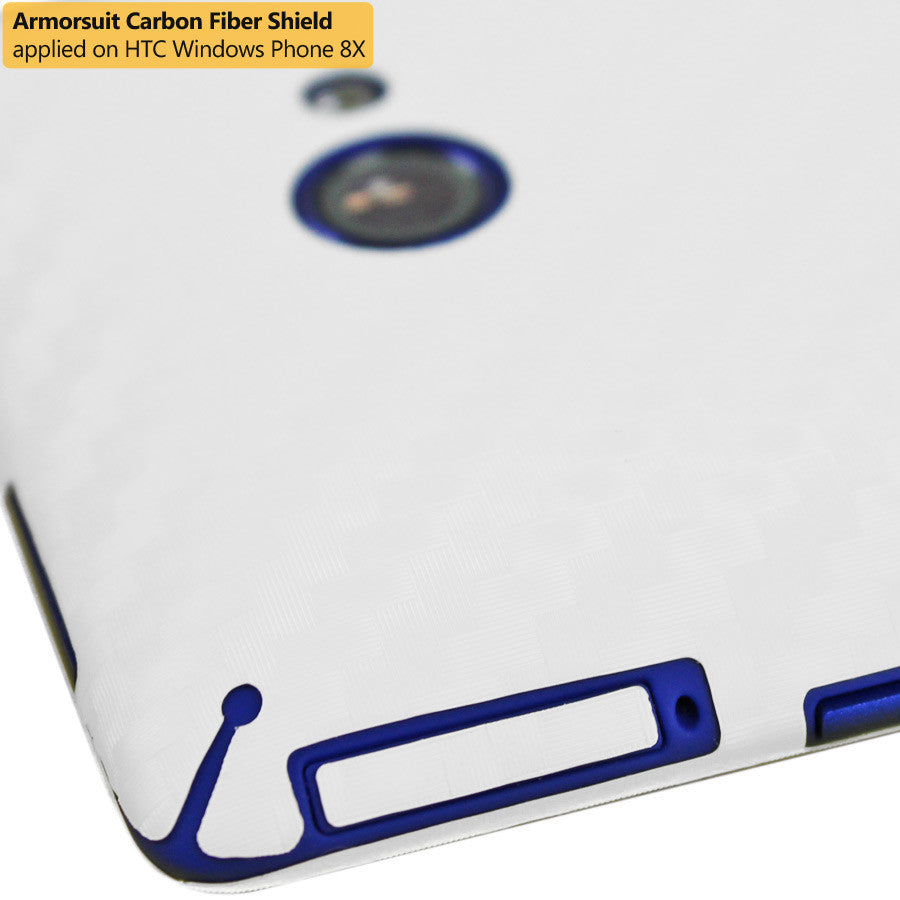 HTC Windows Phone 8X Screen Protector + White Carbon Fiber Film Protector