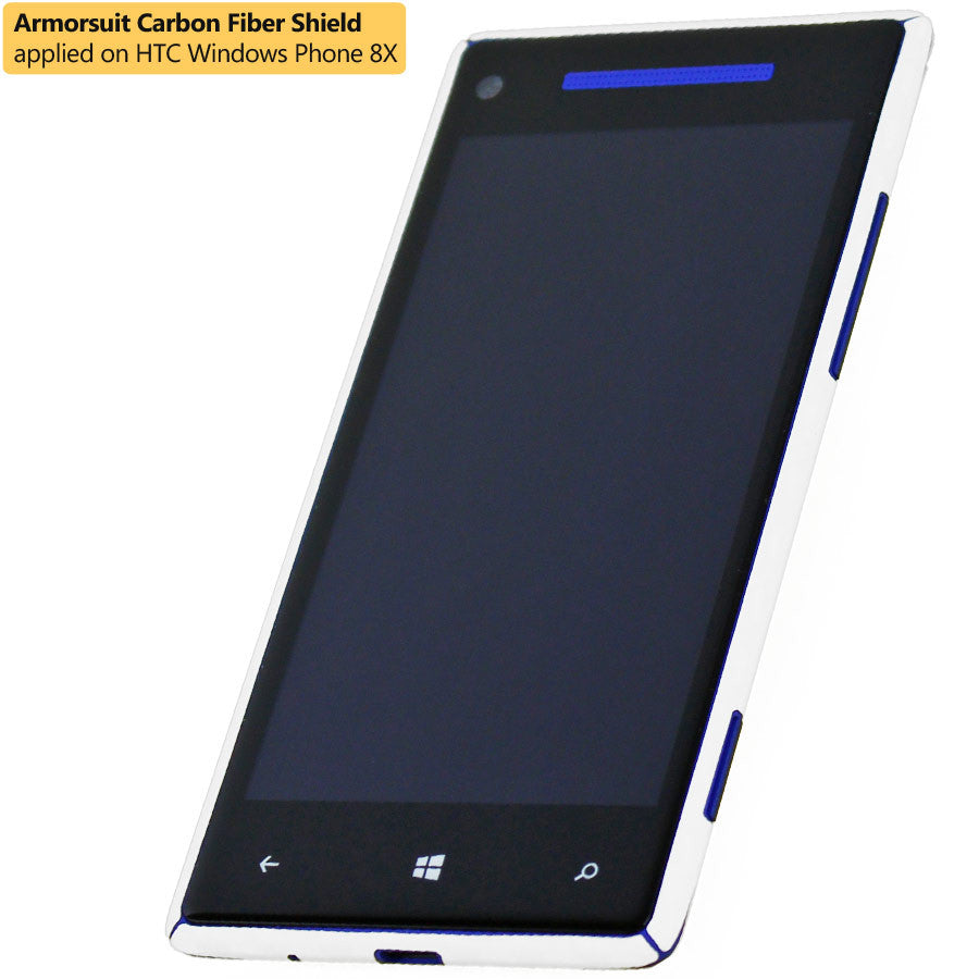 HTC Windows Phone 8X Screen Protector + White Carbon Fiber Film Protector