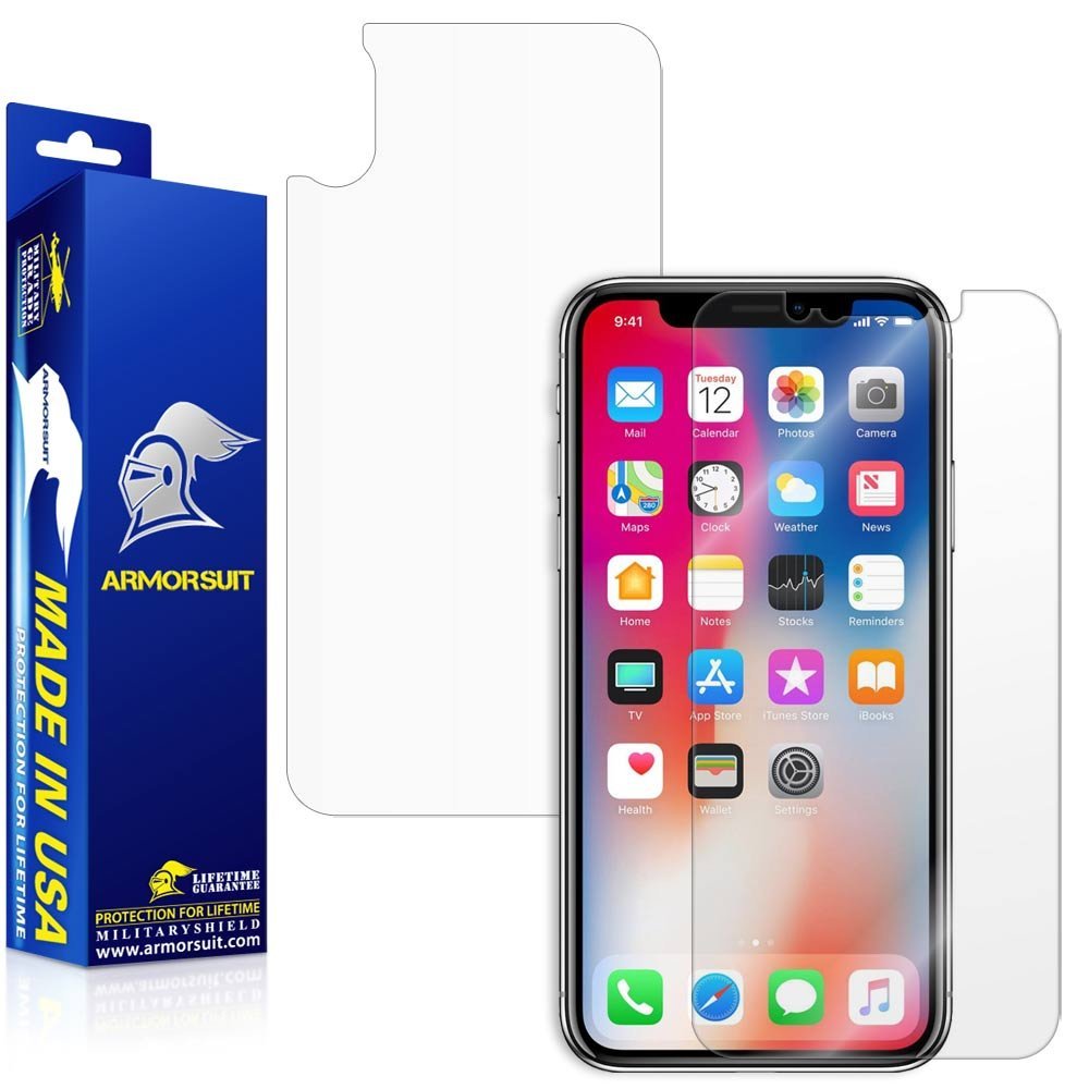 Apple iPhone X Screen Protector [Case Friendly] + Back Protector