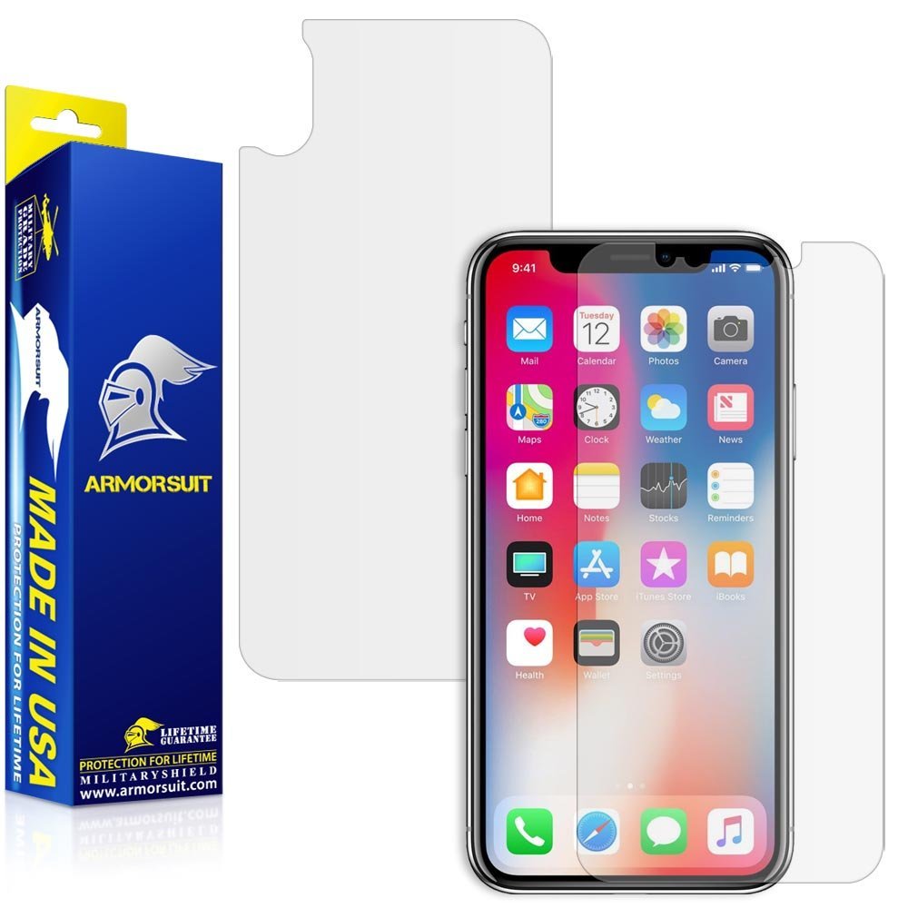 Apple iPhone X Anti-Glare Screen Protector [Case Friendly] + Back Protector