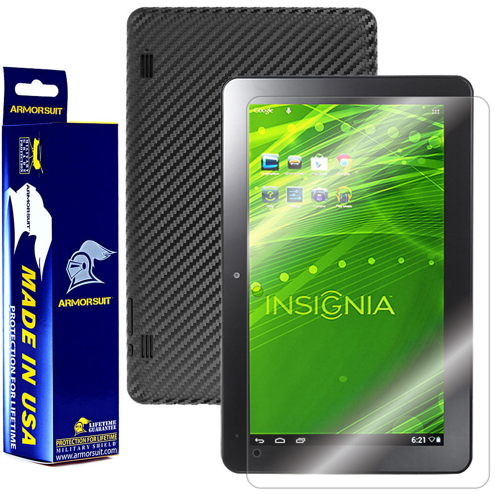 Insignia Flex 10.1 Tablet Screen Protector + Black Carbon Fiber Film Protector