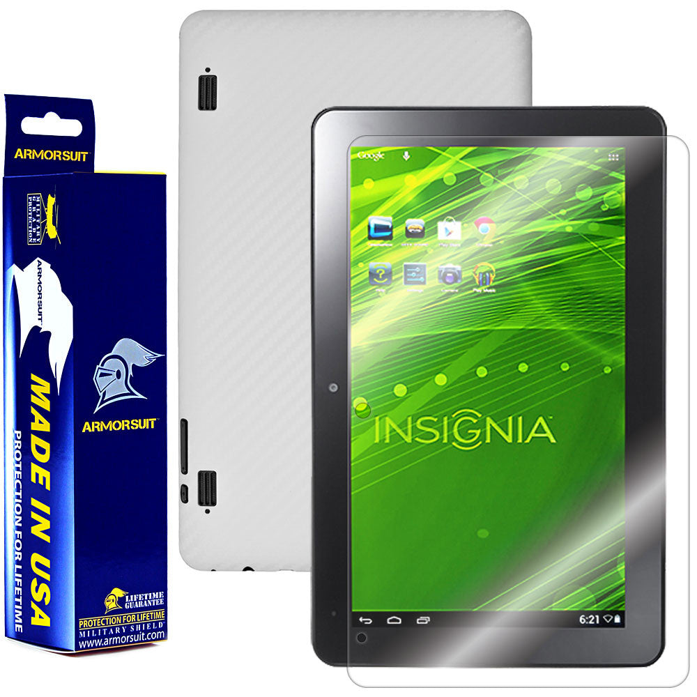 Insignia Flex 10.1 Tablet Screen Protector + White Carbon Fiber Film Protector