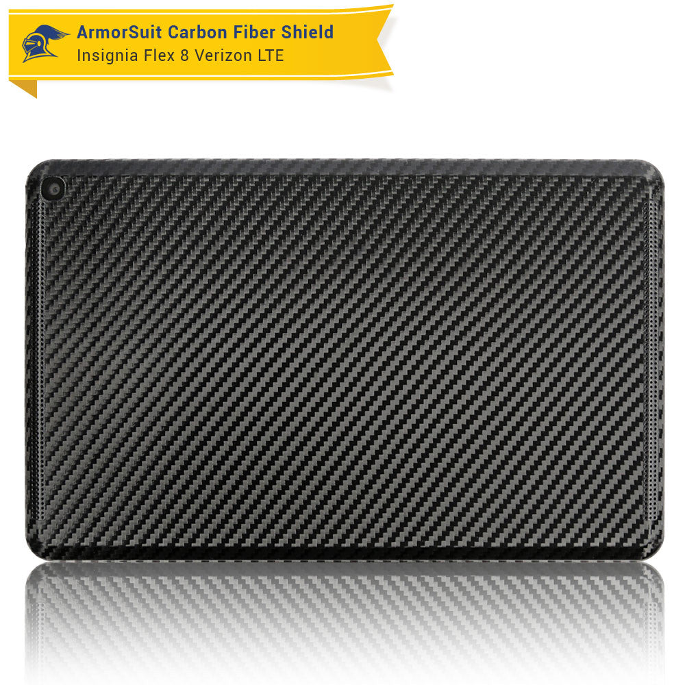Insignia Flex 8 (Verizon LTE) Tablet Screen Protector + Black Carbon Fiber Skin Protector