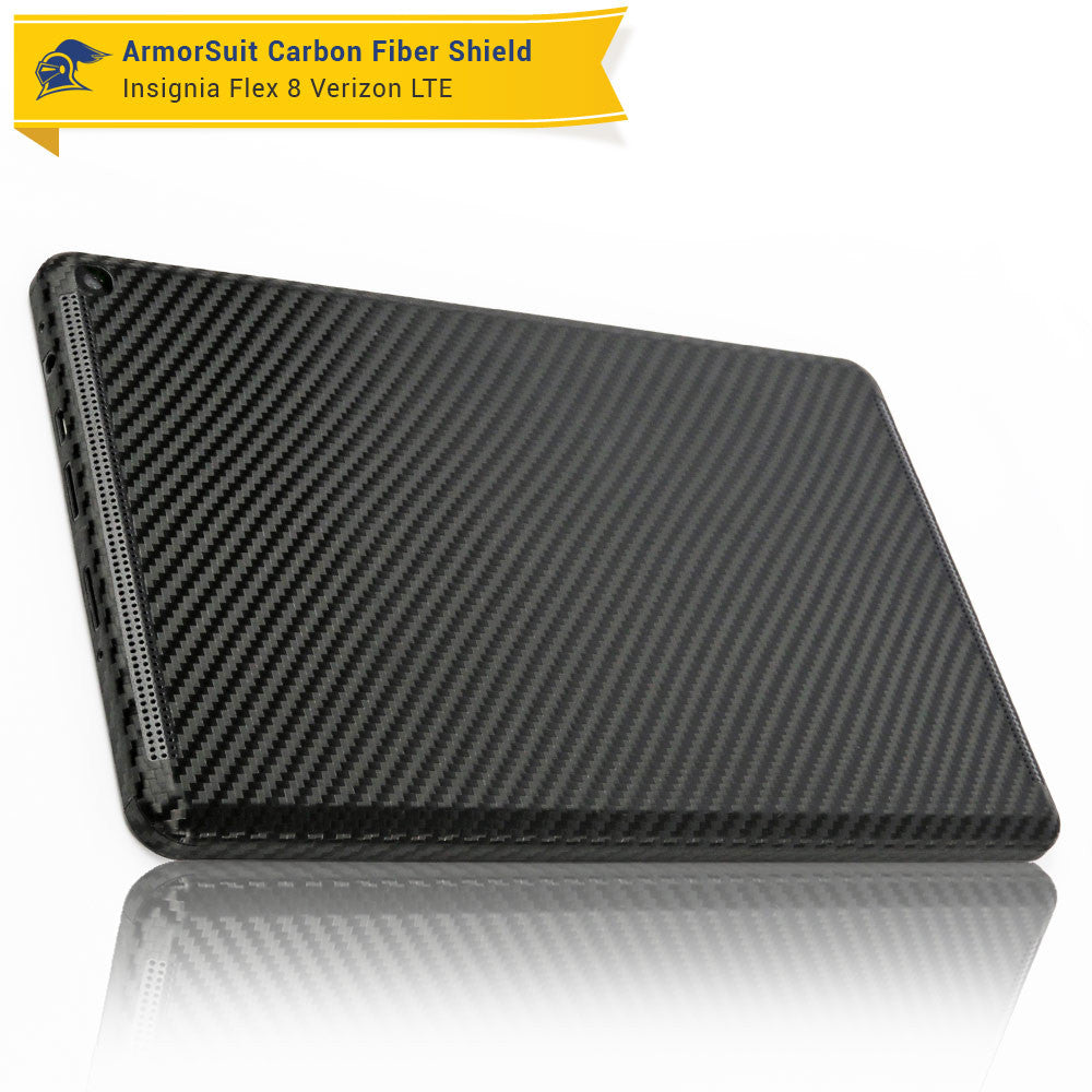 Insignia Flex 8 (Verizon LTE) Tablet Screen Protector + Black Carbon Fiber Skin Protector