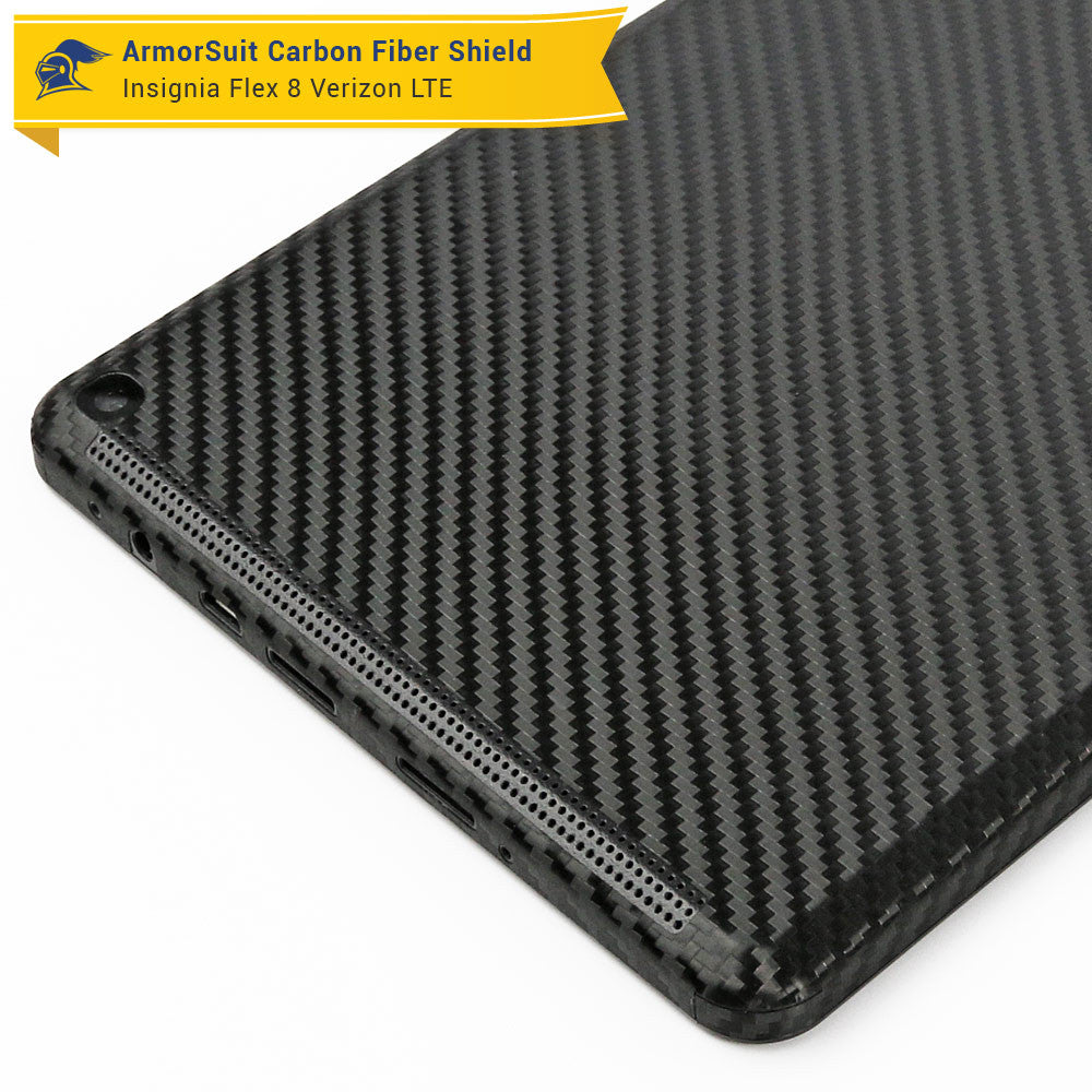 Insignia Flex 8 (Verizon LTE) Tablet Screen Protector + Black Carbon Fiber Skin Protector